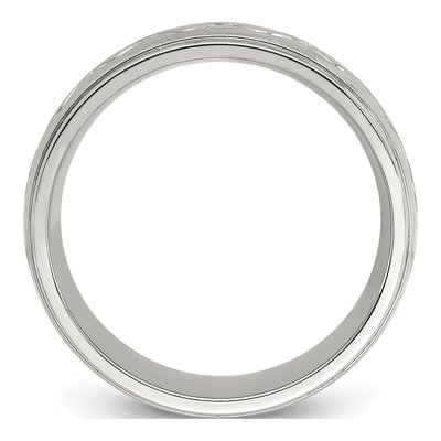 Stainless Steel 8mm Scroll Wedding Band – view 3