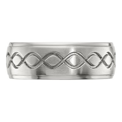 Stainless Steel 8mm Scroll Wedding Band – view 4