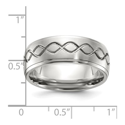 Stainless Steel 8mm Scroll Wedding Band – view 5