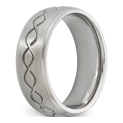 Stainless Steel 8mm Scroll Wedding Band – view 6