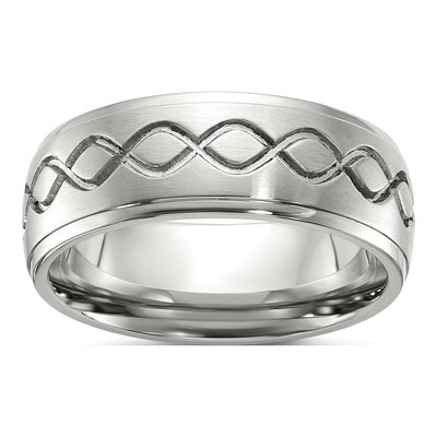 Stainless Steel 8mm Scroll Wedding Band