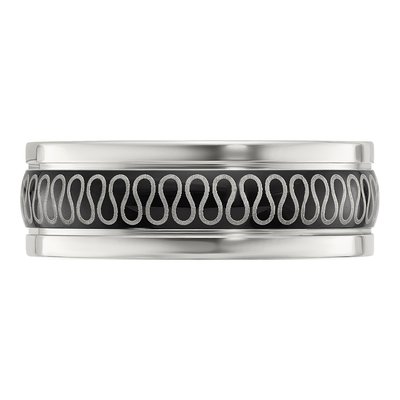 Black Stainless Steel 7.8mm Swirl Wedding Band – view 4