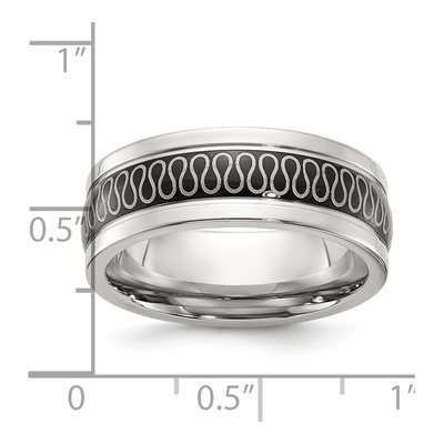 Black Stainless Steel 7.8mm Swirl Wedding Band – view 5