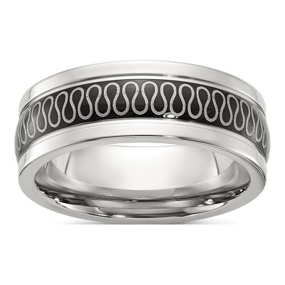Black Stainless Steel 7.8mm Swirl Wedding Band