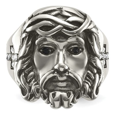 Men's Stainless Steel CZ Jesus Ring – view 6