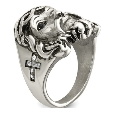 Men's Stainless Steel CZ Jesus Ring – view 8