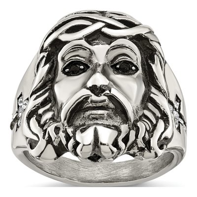 Men's Stainless Steel CZ Jesus Ring