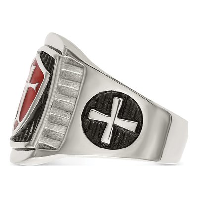 Men's Stainless Steel Cross Shield Ring – view 4
