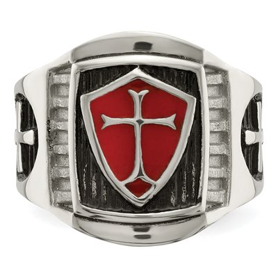 Men's Stainless Steel Cross Shield Ring – view 5