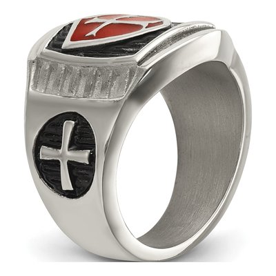 Men's Stainless Steel Cross Shield Ring – view 7