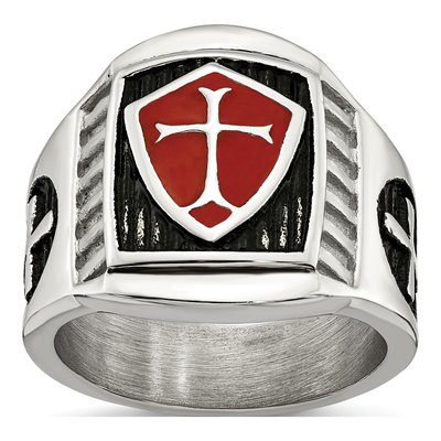 Men's Stainless Steel Cross Shield Ring