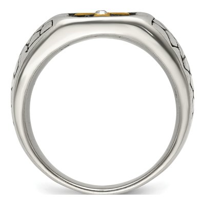 Men's Stainless Steel Crystal Cross Ring – view 3