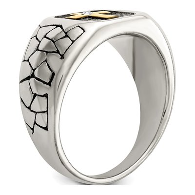 Men's Stainless Steel Crystal Cross Ring – view 6