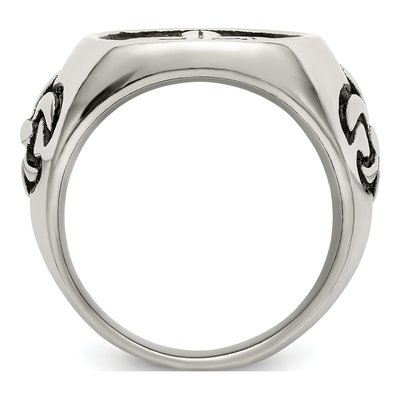 Men's Stainless Steel Fleur de Lis Cross Ring – view 3