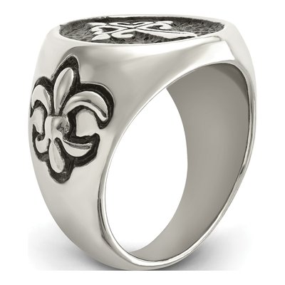Men's Stainless Steel Fleur de Lis Cross Ring – view 7