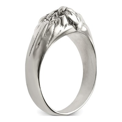 Men's Stainless Steel Antiqued Lion Head Ring – view 4