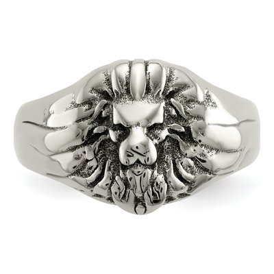 Men's Stainless Steel Antiqued Lion Head Ring – view 6