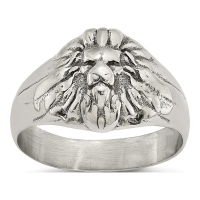 Men's Stainless Steel Antiqued Lion Head Ring