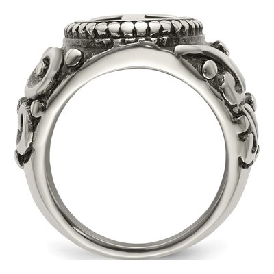 Men's Stainless Steel Antiqued Cross Ring – view 3