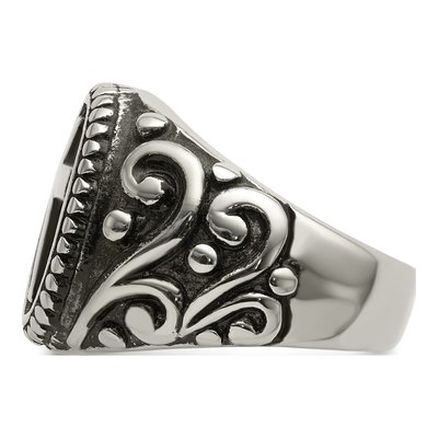 Men's Stainless Steel Antiqued Cross Ring – view 4
