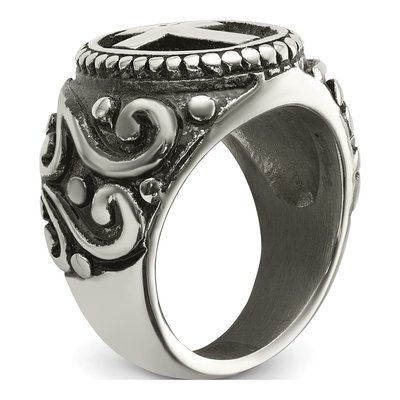 Men's Stainless Steel Antiqued Cross Ring – view 7