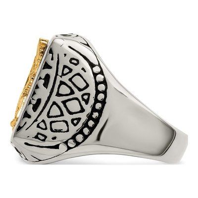 Men's Stainless Steel & 14K Gold Eagle Ring – view 4
