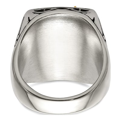 Men's Stainless Steel & 14K Gold Eagle Ring – view 6