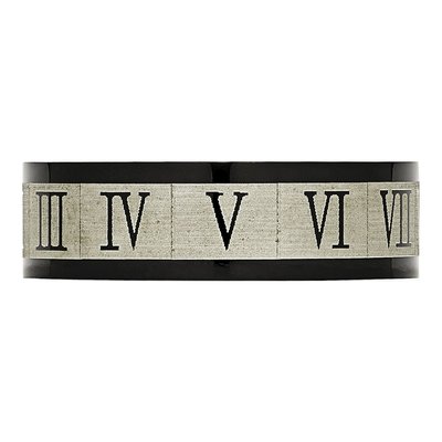 Black Stainless Steel 7mm Roman Numeral Wedding Band – view 4