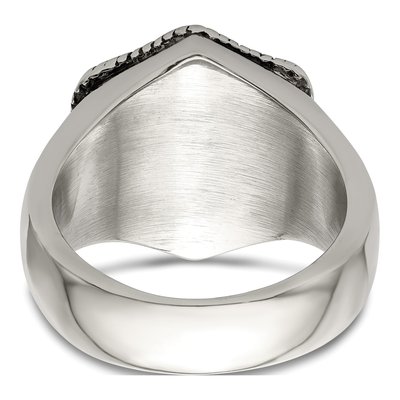 Men's Stainless Steel & 14K Gold Lion on Shield Ring – view 6