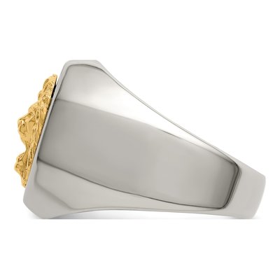 Men's Stainless Steel & 14K Gold Lion Head Ring – view 5
