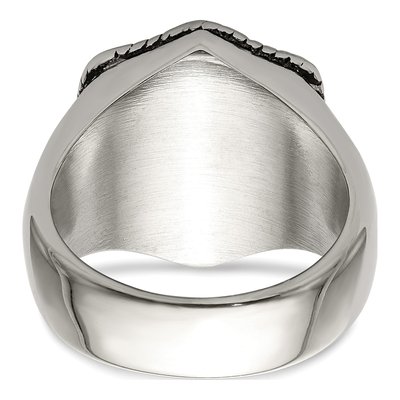 Men's Stainless Steel & 14K Gold Cross on Shield Ring – view 6