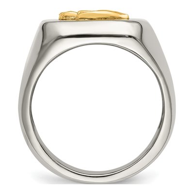 Men's Stainless Steel & 14K Gold Praying Hands Ring – view 3