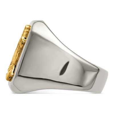 Men's Stainless Steel & 14K Gold Praying Hands Ring – view 4