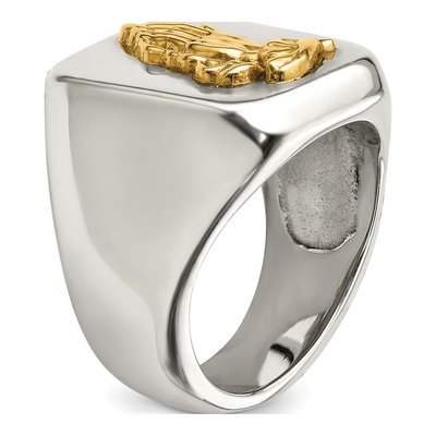 Men's Stainless Steel & 14K Gold Praying Hands Ring – view 7