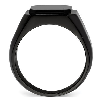 Men's Black Stainless Steel Signet Ring – view 3