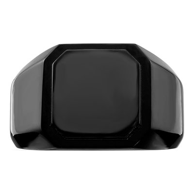 Men's Black Stainless Steel Signet Ring – view 5