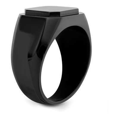 Men's Black Stainless Steel Signet Ring – view 7
