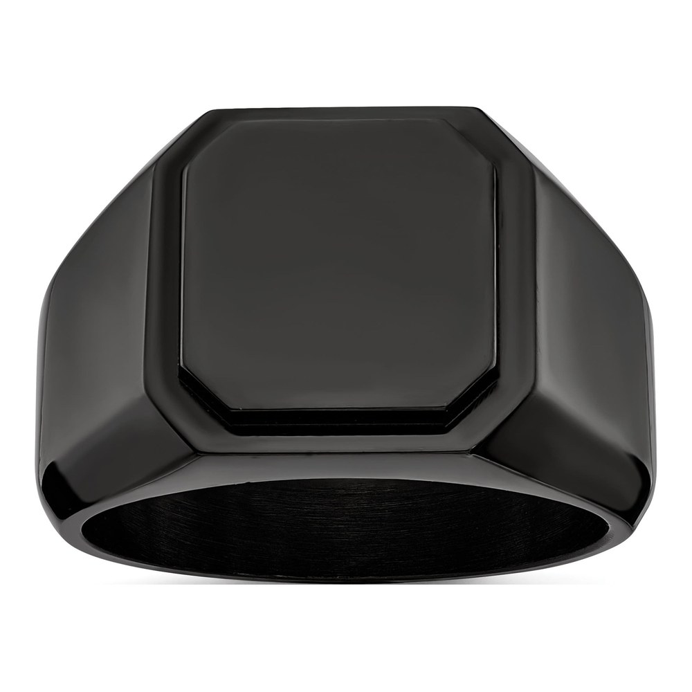 Men's Black Stainless Steel Signet Ring