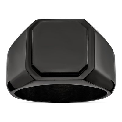 Men's Black Stainless Steel Signet Ring
