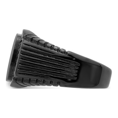 Men's Black Stainless Steel CZ Signet Ring – view 4