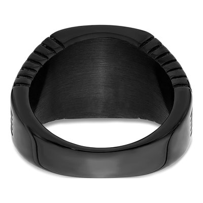 Men's Black Stainless Steel CZ Signet Ring – view 6