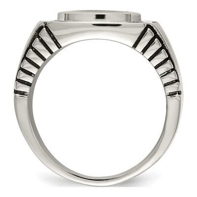 Men's Stainless Steel CZ Signet Ring – view 3