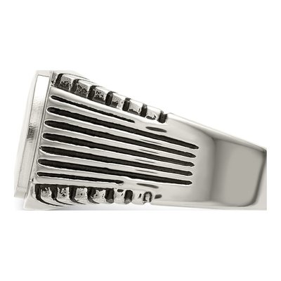 Men's Stainless Steel CZ Signet Ring – view 4