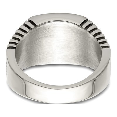 Men's Stainless Steel CZ Signet Ring – view 6