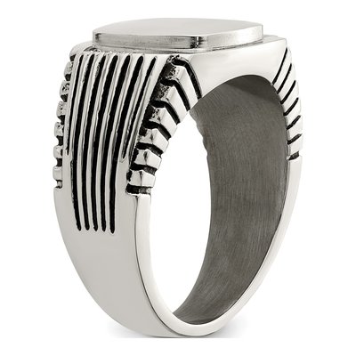 Men's Stainless Steel CZ Signet Ring – view 7