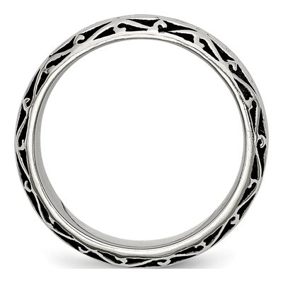 Stainless Steel 7mm Swirl Wedding Band – view 3