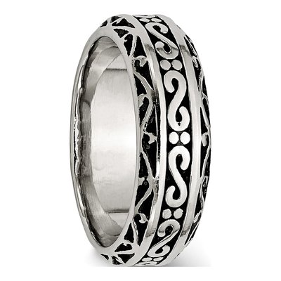 Stainless Steel 7mm Swirl Wedding Band – view 5