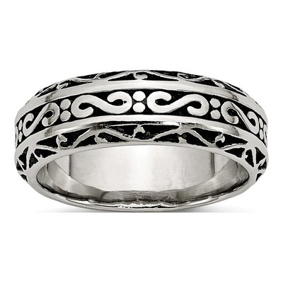Stainless Steel 7mm Swirl Wedding Band