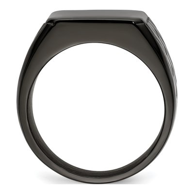 Men's Black Stainless Steel Signet Ring – view 3