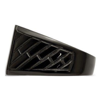 Men's Black Stainless Steel Signet Ring – view 4
